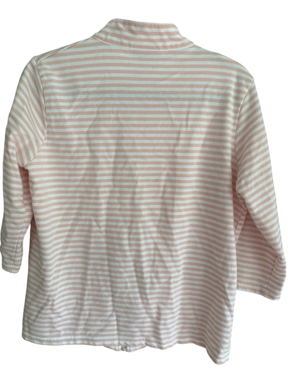 The Tog Shop Coral White Stripe Zip Jacket Women L Cotton Blend Lightweight - Picture 2 of 6